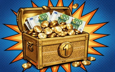 Goldene Schatzkiste als Symbol f&uuml;r 150 Prozent Match Bonus bis 600 Euro