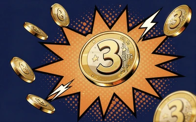 Schwebende goldene Euro-M&uuml;nzen mit Blitzen f&uuml;r 75 Prozent dritter Einzahlungsbonus